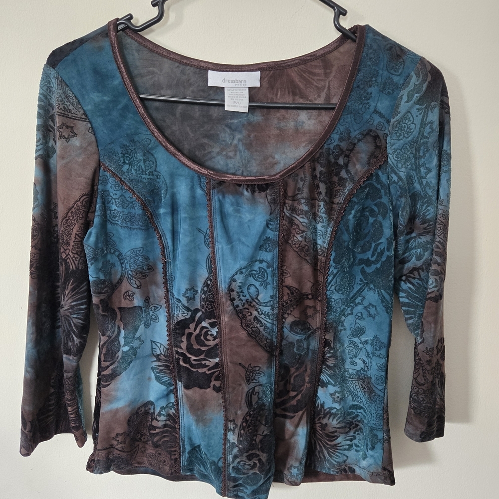 Y2K Vintage Velvet Burnout Whimsigoth Forest Fairy Floral Paisley  Sz‎ XS